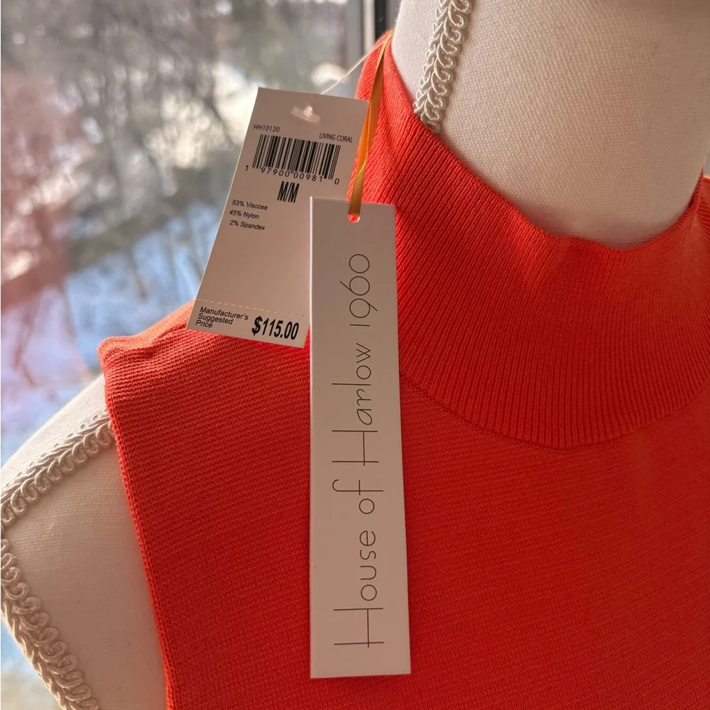 House of Harlow 1960 Bright Orange Mock Neck Tank - Picture 5 of 5